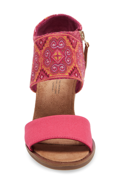 Toms Majorca Block Heel Sandal In Pink Cotton