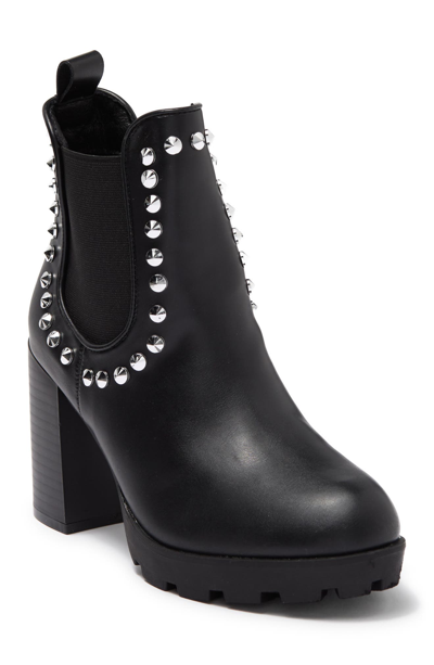 Nicole Miller Studded Block Heel Chelsea Boot In Black
