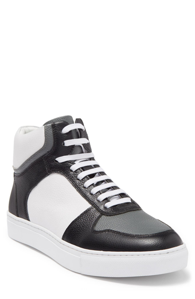 French Connection Jump Colorblock Leather High Top Sneaker In Black