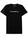 EMPORIO ARMANI BLACK COTTON T-SHIRT WITH LOGO PRINT,8N4TN51JPZZT0021