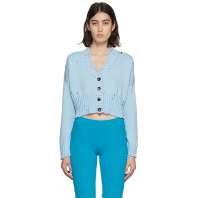 Marni Distressed Effect Buttoned Cardigan In Blue