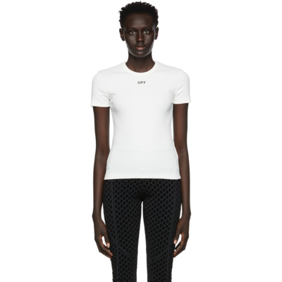 Off-white Logo-print Fitted T-shirt In White Black