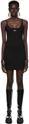 Off-white Logo Stretch-cotton Jersey Dress In Black White
