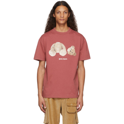 Palm Angels Pink Classic Bear T-shirt In Red,brown
