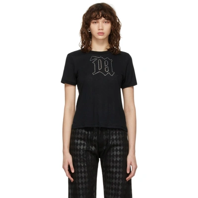 Misbhv Crystal-embellished Monogram Stretch-jersey T-shirt In Black