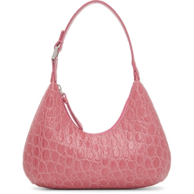 By Far Pink Circular Croc Baby Amber Bag