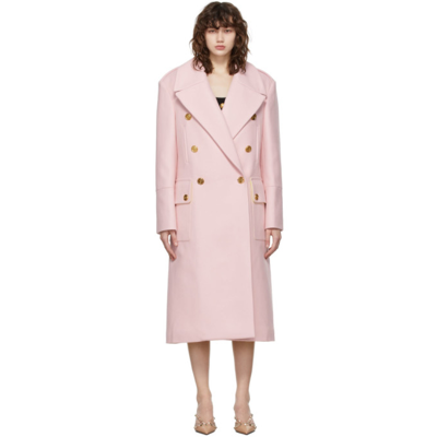 Balmain Oversized Double-breasted Wool Coat In 4bv Rose