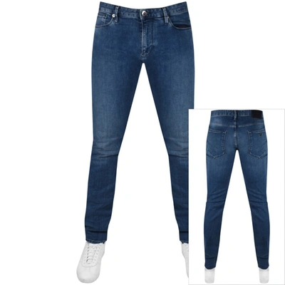 Armani Collezioni Emporio Armani J06 Slim Jeans Mid Wash Navy In Blue