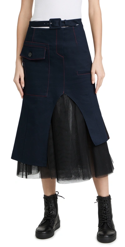 Andersson Bell Inna Belted Mesh Skirts In Navy/black