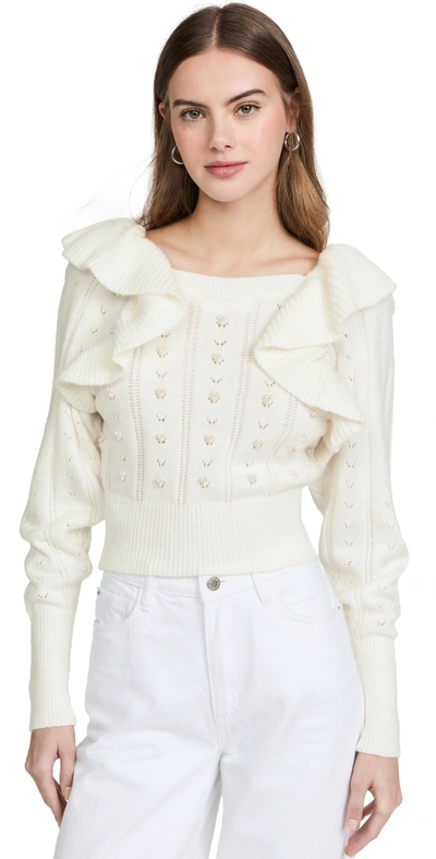 Astr Cabot Ruffle Sweater In Off White