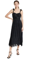 Jonathan Simkhai Bonnie Silk & Lace Plisse Bustier Midi-dress In Black