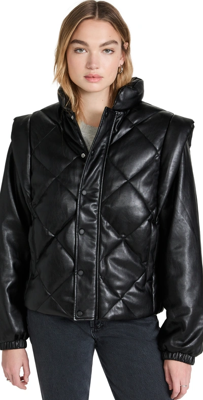 Pistola Denim Callista Long Sleeve Puffer Jacket In Noir