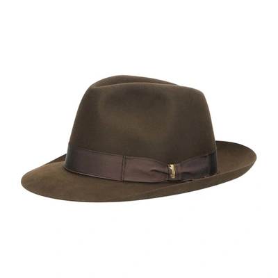 Borsalino Federico Beaver Medium Brim In Brown, Matching Brown Hatband