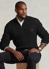 Polo Ralph Lauren Cable-knit Cotton Quarter-zip Sweater In Polo Black