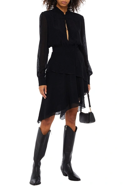 Amiri Asymmetric Fil Coupé Silk Mini Dress In Black