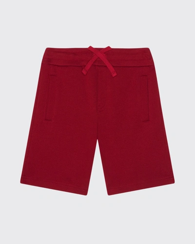 Dolce & Gabbana Boy's Jersey Shorts W/ Logo Patch In N0000 Black