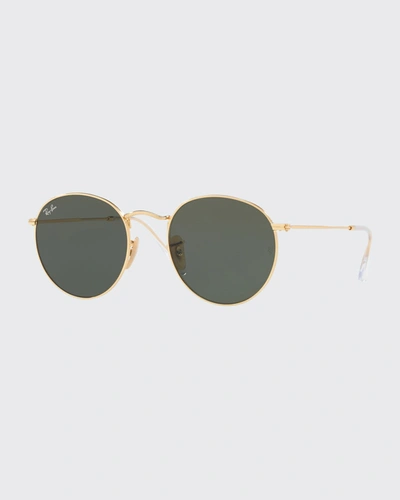 Ray Ban Rb3447 53mm Round Sunglasses In Gold