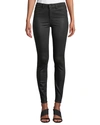 L Agence Margot High-rise Glitter-coated Stretch Skinny Jeans In Black