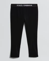 Dolce & Gabbana Girl's Logo-print Leggings In N0000 Black