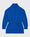 The Row Kids' Girl's Belted Solid Cashmere Cardigan In Klein Blue