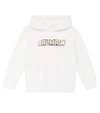 Balmain Logo Cotton-jersey Hoodie In Bianco/oro