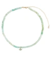 Sydney Evan Tiny Groovy Eye 14kt Gold Beaded Choker With Diamond In Peruvian Opal