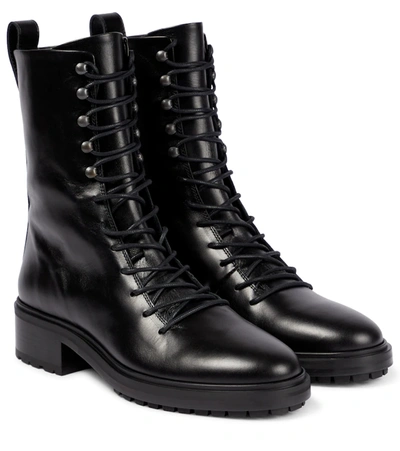 Aeyde Isabel Leather Combat Boots In Black