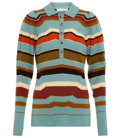 Ulla Johnson Chesca Striped Ribbed Wool And Cashmere-blend Sweater In Brown
