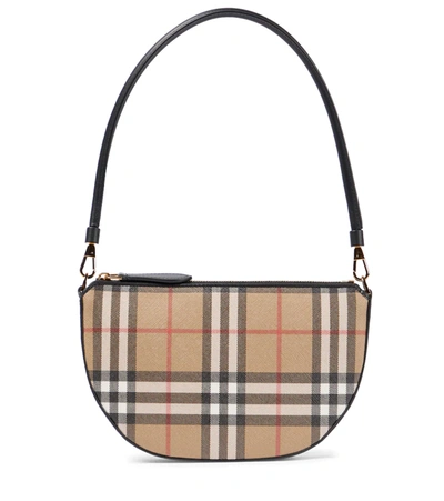 Burberry Olympia Pouch Checked Shoulder Bag In Black