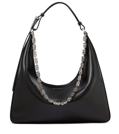 Givenchy Moon Cut Out Medium Leather Shoulder Bag In Black
