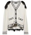 Dolce & Gabbana Logo Striped Trim Cardigan W/ Faux-fur Back In Variante Abbinata