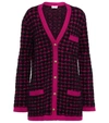 SAINT LAURENT HOUNDSTOOTH WOOL-BLEND CARDIGAN,P00608783