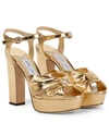 Jimmy Choo 120mm Heloise Metallic Leather Sandals In Gold