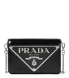 Prada Mini Leather Crossbody Bag In Black