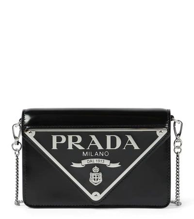 Prada Mini Leather Crossbody Bag In Nero