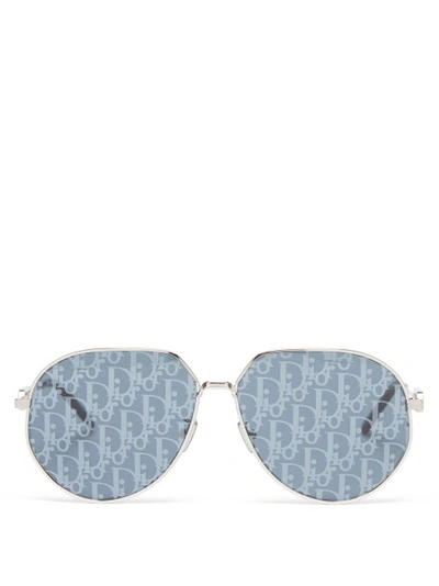 Dior Cd Link A1u Round-frame Silver-tone Mirrored Sunglasses