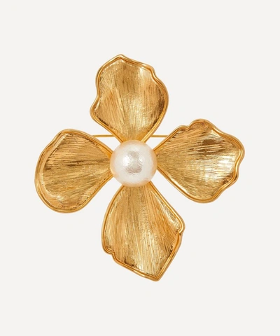 Kenneth Jay Lane Gold-plated Large Faux Pearl Flower Brooch