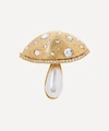 KENNETH JAY LANE GOLD-PLATED CRYSTAL AND FAUX PEARL MUSHROOM BROOCH,000742360