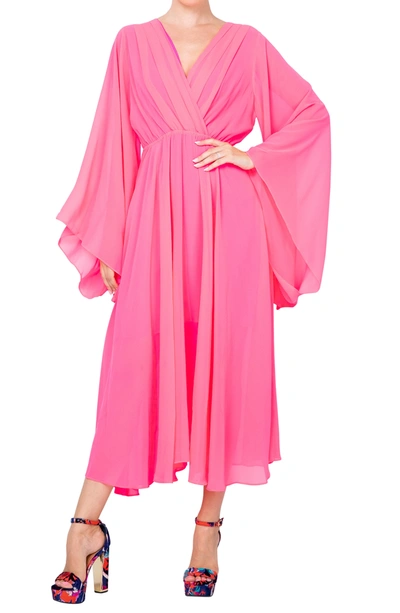 Meghan La Sunset Midi Dress In Neon Pink