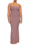 Skims Ribbed Long Slipdress In Plum