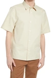 Club Monaco Standard Short Sleeve Button-up Shirt In Khaki