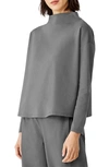 Eileen Fisher Funnel Neck Fleece Pullover In Slate