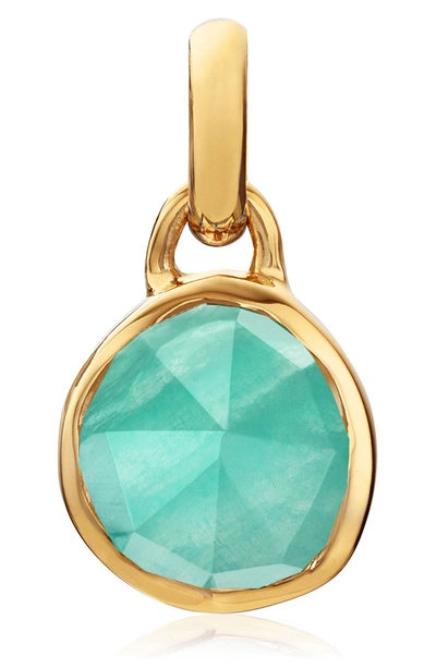 Monica Vinader Siren Bezel Pendant Charm In Gold/ Amazonite