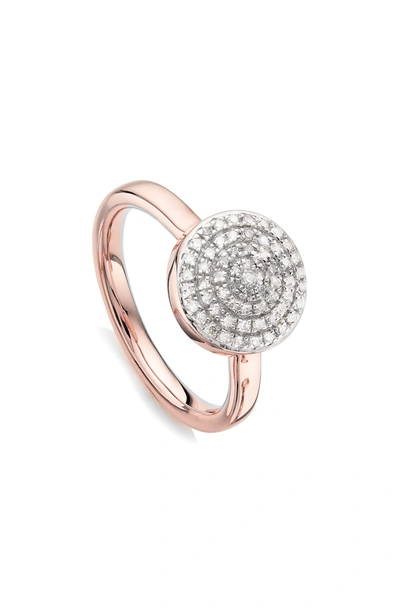Monica Vinader Fiji Large Diamond Button Stack Ring In Rose Gold