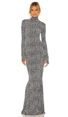 Norma Kamali Long Sleeve Turtle Fishtail Gown In Black & White