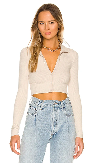 The Range Cropped Button Down Turtleneck In Neutral