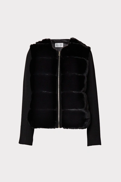 Milly Tyler Faux Fur Panelled Jacket In Black