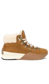 Sorel Out 'n About Iii Conquest Faux Shearling-lined Suede Ankle Boots In Tan