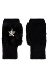 Jocelyn Texty Time Faux Fur Embellished Mittens In Black