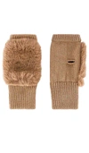 Jocelyn Texty Time Faux Fur Mittens In Tan